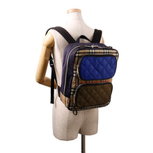 将图像加载到图库查看器中，BURBERRY Check Backpack Beige/Blue/Khaki Nylon
