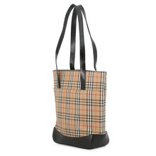 Load image into Gallery viewer, BURBERRY Check Tote Bag Beige/Black Canvas Leather
