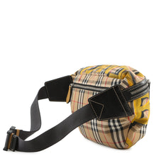 将图像加载到图库查看器中，BURBERRY SONNY Vintage Check Print Crossbody Bag Beige/Yellow/Black40742141 Nylon Leather Size Large
