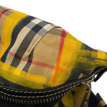 将图像加载到图库查看器中，BURBERRY SONNY Vintage Check Print Crossbody Bag Beige/Yellow/Black40742141 Nylon Leather Size Large
