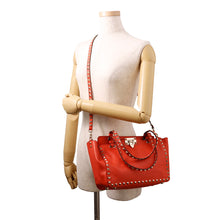 Load image into Gallery viewer, Valentino Garavani Studded 2way Tote Bag Red Leather
