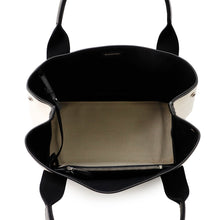 将图像加载到图库查看器中，BALENCIAGA Navy Cabas Tote Bag White/Black339933 Canvas Leather Size S
