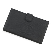 将图像加载到图库查看器中，CHANEL CC Logo Kiss Lock Nagai Cloth BlackA13498 Caviar Leather
