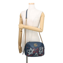 Load image into Gallery viewer, GUCCI GG Marmont Ghost Shoulder Bag Blue443499 Leather
