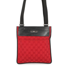 将图像加载到图库查看器中，GUCCI GG Canvas Shoulder Bag Red/Black0190348 GG Canvas Leather
