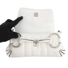 将图像加载到图库查看器中，GUCCI Horsebit SmallBag White764339 Leather Size Small
