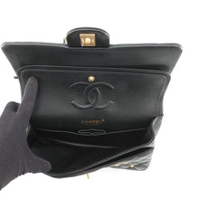 将图像加载到图库查看器中，CHANEL Matelasse Double Flap Egyptian Bag Charm Chain Shoulder Bag BlackA01112 Lambskin Size 25
