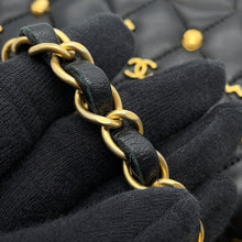 将图像加载到图库查看器中，CHANEL Matelasse Double Flap Egyptian Bag Charm Chain Shoulder Bag BlackA01112 Lambskin Size 25
