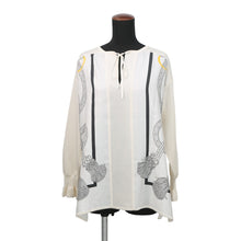 将图像加载到图库查看器中，HERMES Blouse Palefroi Remix Size 34 Blanc NarkleH5H0628DLTL34 Silk100%
