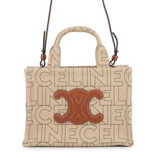 将图像加载到图库查看器中，CELINE Triomphe Cabas Tice 2WAYBag Natural/Tan199162 Canvas Leather Size Small
