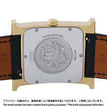 Load image into Gallery viewer, HERMES H Watch GM H34mm×W30mm Stainless Steel Gold Plated Epsom(Black) Silver DialHH1.801

