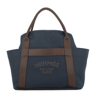 HERMES Bloom Sac de Pansage Navy/Feu Toile Chevrons Canvas