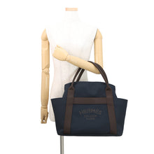 Load image into Gallery viewer, HERMES Bloom Sac de Pansage Navy/Feu Toile Chevrons Canvas
