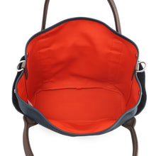 Load image into Gallery viewer, HERMES Bloom Sac de Pansage Navy/Feu Toile Chevrons Canvas
