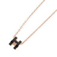 HERMES Pop Ash Necklace Size Mini Black Gold Plated Lacquer