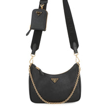 将图像加载到图库查看器中，PRADA Re-Edition 2005 2WAYChainShoulder Bag Black1BH204 Saffiano LeatherLeather

