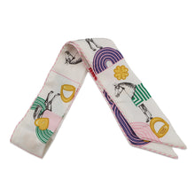 Load image into Gallery viewer, HERMES Twilly Garde Robe Pop Blanc/Multicolor Silk100%
