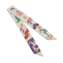 Load image into Gallery viewer, HERMES Twilly Garde Robe Pop Blanc/Multicolor Silk100%
