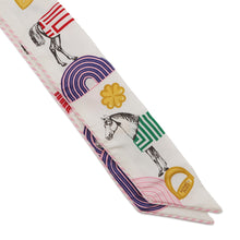 Load image into Gallery viewer, HERMES Twilly Garde Robe Pop Blanc/Multicolor Silk100%
