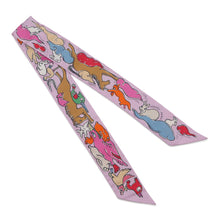 将图像加载到图库查看器中，HERMES Twilly A Thousand and One Rabbits Mille et Un Lapins Parme/Rose Vif/Camel Silk100%
