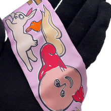 将图像加载到图库查看器中，HERMES Twilly A Thousand and One Rabbits Mille et Un Lapins Parme/Rose Vif/Camel Silk100%
