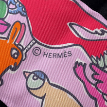 将图像加载到图库查看器中，HERMES Twilly A Thousand and One Rabbits Mille et Un Lapins Parme/Rose Vif/Camel Silk100%
