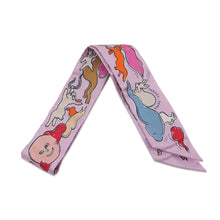 将图像加载到图库查看器中，HERMES Twilly A Thousand and One Rabbits Mille et Un Lapins Parme/Rose Vif/Camel Silk100%
