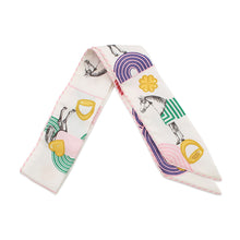 Load image into Gallery viewer, HERMES Twilly Garde Robe Pop Blanc/Multicolor Silk100%
