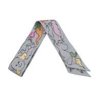 HERMES Twilly A Thousand and One Rabbits Mille et Un Lapins Gripere/Rose/Jaune Silk100%