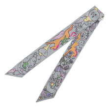 Load image into Gallery viewer, HERMES Twilly A Thousand and One Rabbits Mille et Un Lapins Gripere/Rose/Jaune Silk100%
