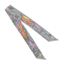 Load image into Gallery viewer, HERMES Twilly A Thousand and One Rabbits Mille et Un Lapins Gripere/Rose/Jaune Silk100%
