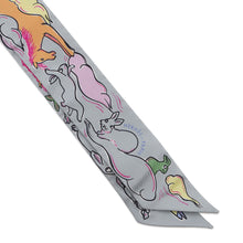 Load image into Gallery viewer, HERMES Twilly A Thousand and One Rabbits Mille et Un Lapins Gripere/Rose/Jaune Silk100%
