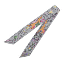 将图像加载到图库查看器中，HERMES Twilly A Thousand and One Rabbits Mille et Un Lapins Gripere/Rose/Jaune Silk100%
