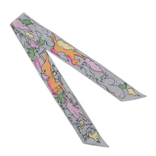 将图像加载到图库查看器中，HERMES Twilly A Thousand and One Rabbits Mille et Un Lapins Gripere/Rose/Jaune Silk100%
