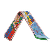 将图像加载到图库查看器中，HERMES Twilly HERMES Factory Suite Rose Pale/Blue/Multicolor Silk100%
