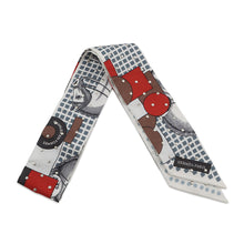 将图像加载到图库查看器中，HERMES Twilly Crouthe Cavalier En Formes Blanc/Gris/Brown Silk100%
