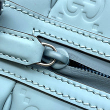 将图像加载到图库查看器中，GUCCI Rubber Effect Backpack Light Blue771280 GG rubber effect leather Size Medium
