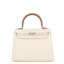 Load image into Gallery viewer, HERMES Kelly Sellier Craie/Gold/Mauve Pale Epsom Size 25
