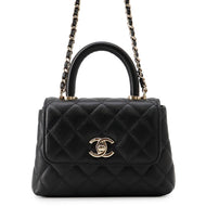 CHANEL Matelasse Coco Handle Chain Shoulder Bag BlackAP4244 Caviar Leather Size Mini mini