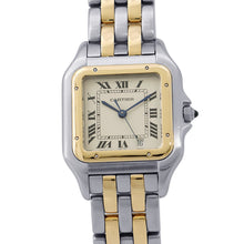 将图像加载到图库查看器中，CARTIER PANTHERE 2 Row MM H26.8mm×W26.5mm Stainless Steel K18YG Ivory DialW25028B6
