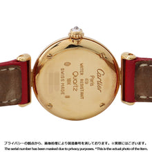 将图像加载到图库查看器中，CARTIER Mastocolize SM W23mm K18YG Leather White Shell Dial8057911
