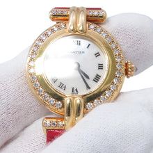 将图像加载到图库查看器中，CARTIER Mastocolize SM W23mm K18YG Leather White Shell Dial8057911

