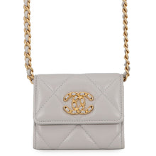 Load image into Gallery viewer, CHANEL CHANEL 19 Flap Compact Chain Shoulder Wallet GrayAP1787 Lambskin
