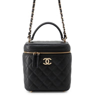 CHANEL Matelasse Vanity Chain Shoulder Bag BlackAS2362 Caviar Leather