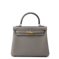 HERMES Kelly Retourne sewing Etain Togo Leather Size 25