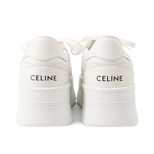 将图像加载到图库查看器中，CELINE Triomphe Patch Block Wedge Sneakers Optic White366475189C.01OP Calf Leather Lining Textile Rubber Size 35
