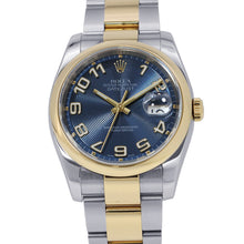 将图像加载到图库查看器中，ROLEX Datejust W36mm Stainless Steel K18YG blue concentric Dial116203
