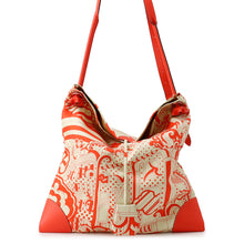 Load image into Gallery viewer, HERMES Silky City Fauve Le Righe Rainbow Orange Field Silk Swift Leather Size PM

