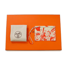 Load image into Gallery viewer, HERMES Silky City Fauve Le Righe Rainbow Orange Field Silk Swift Leather Size PM
