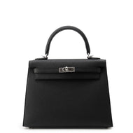 HERMES Kelly Sellier Black Epsom Size 25